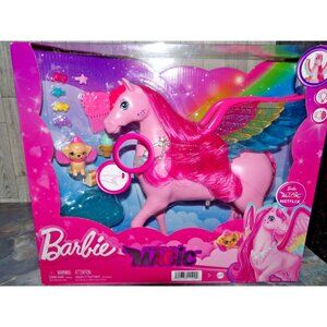 Barbie Touch Of Magic Pegasus Horse Winged Lights Sounds Accessories Pink Mattel